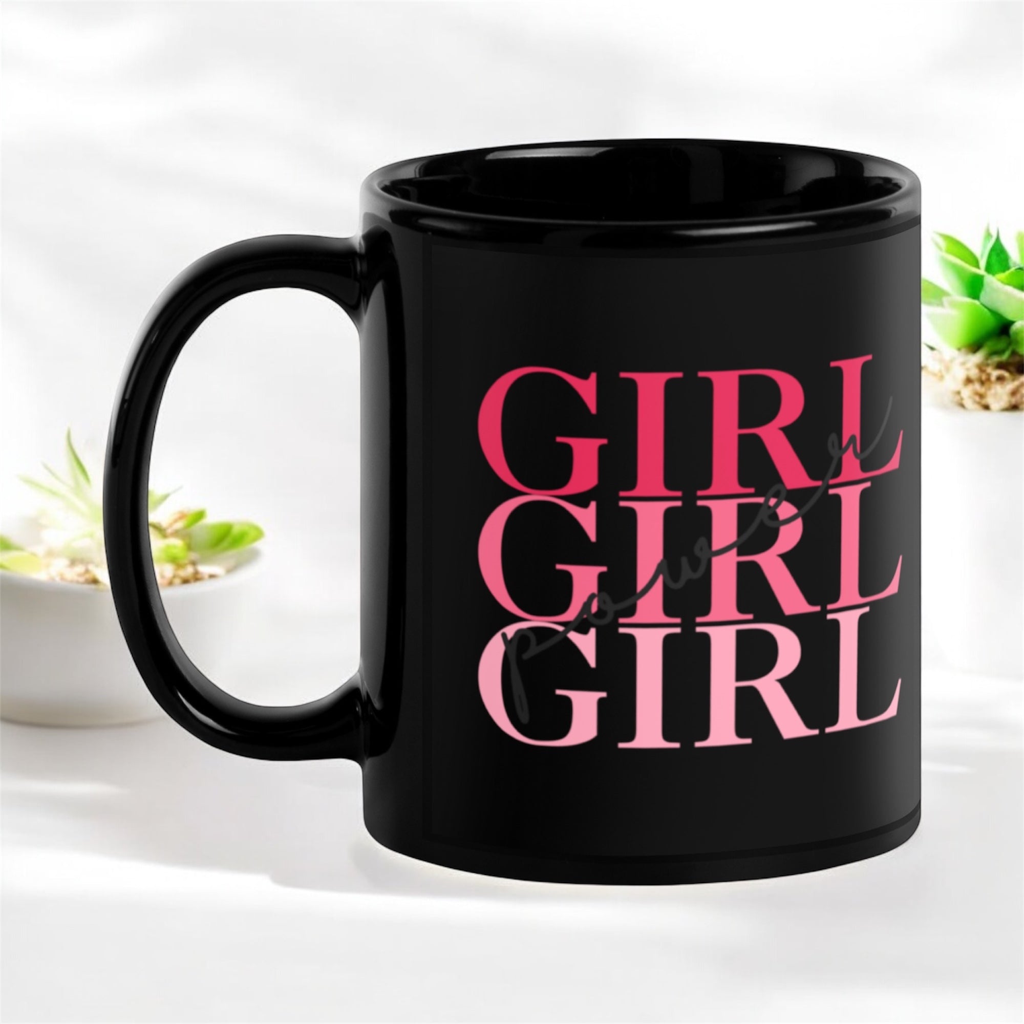 Mug Noir Brillant « Girl Power »